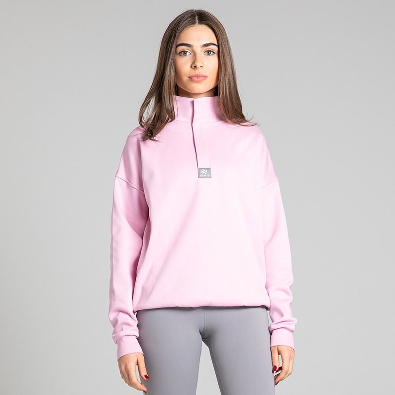 O’Neills Elony Women’s Pink Oversized Fleece with Snap Button Collar