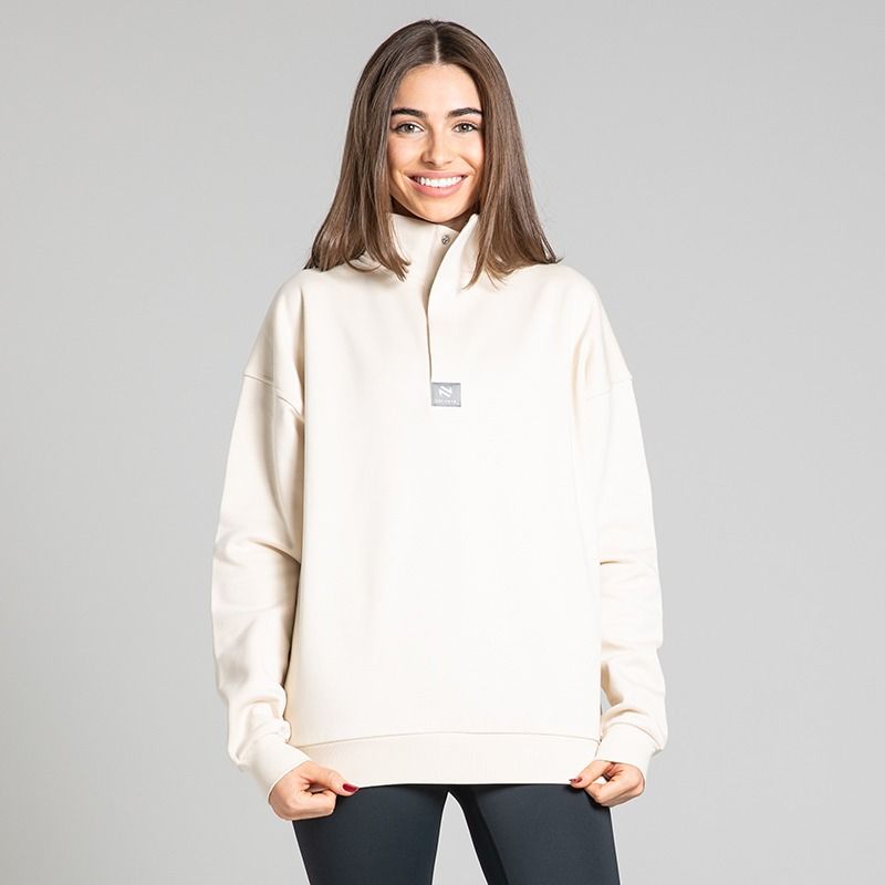 O’Neills Elony Women’s Beige Oversized Fleece with Snap Button Collar
