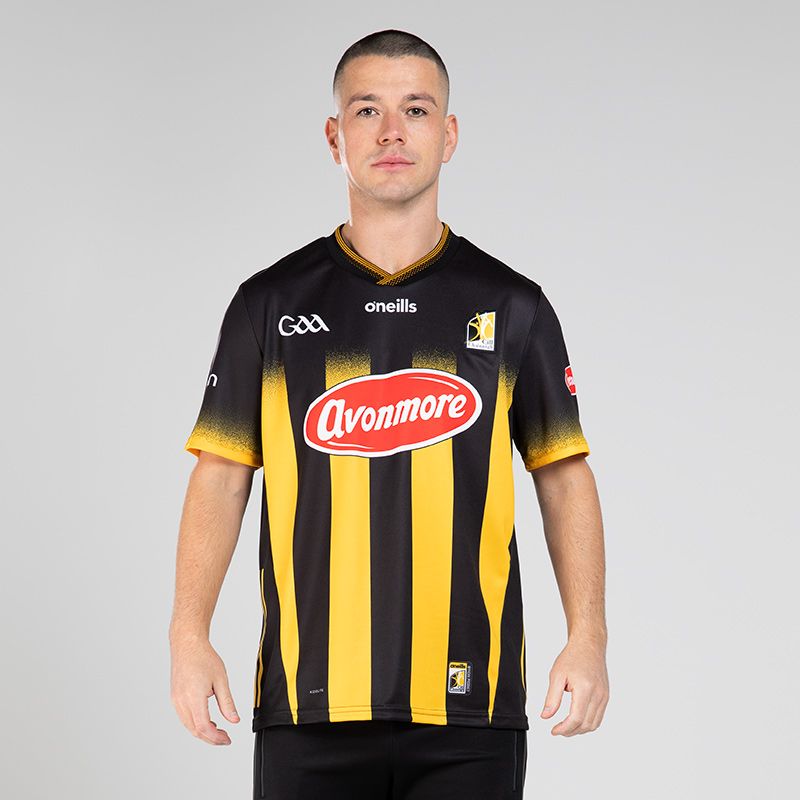 Black Kilkenny GAA Home Jersey 2024 with Black knitted collar by O’Neills.