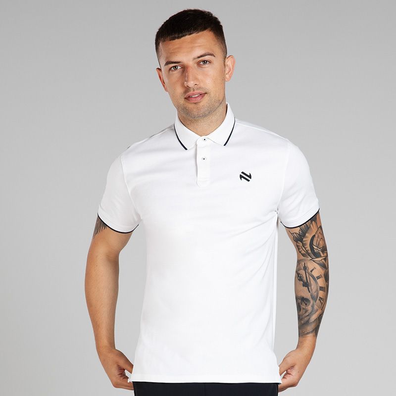 White Men’s Venture Pima Cotton Polo Shirt with ribbed collar and cuffs by O’Neills.