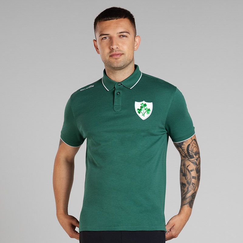 Green Men's Venture Ireland Shamrock Pima Cotton Polo Shirt from O'Neills.