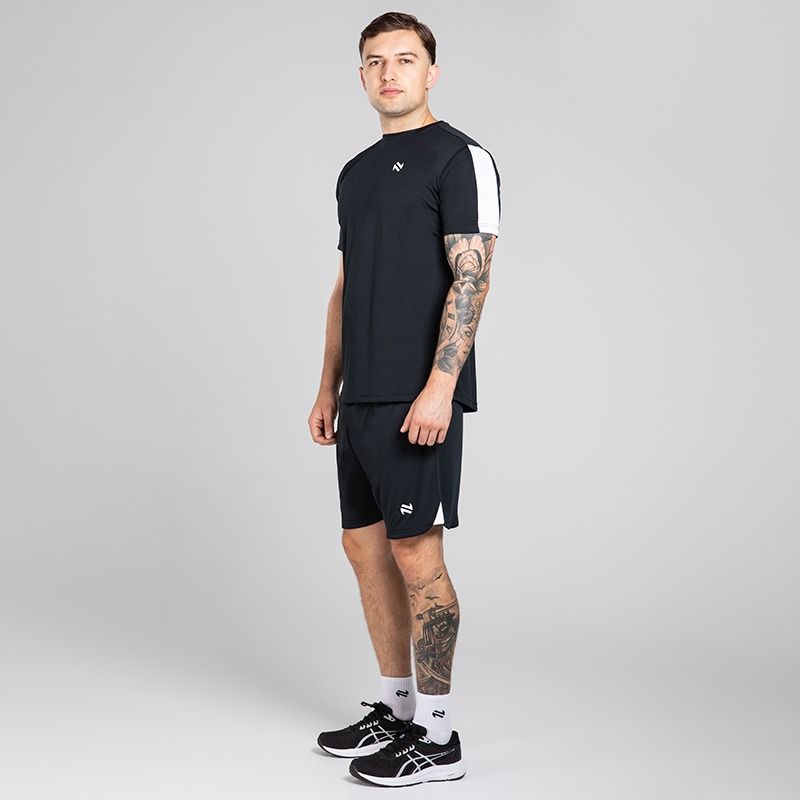O’Neills Men’s Venom T-Shirt and Phantom Shorts set with breathable t-shirt and shorts in Black / White