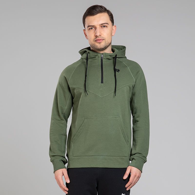 Khaki O'Neills Men's Inferno Fleece Half Zip Hoodie from O'Neills