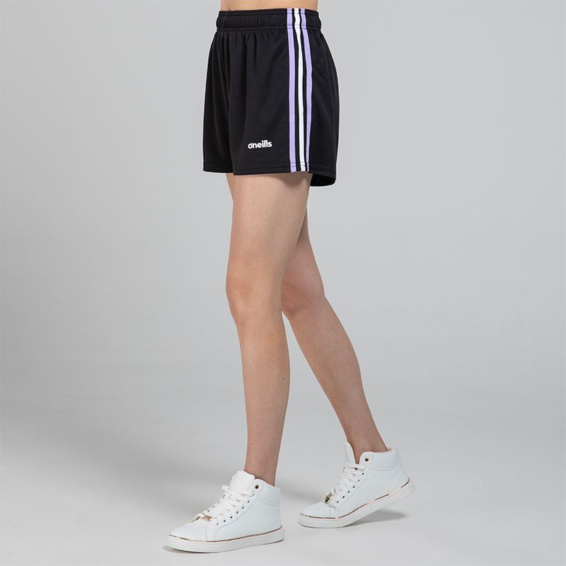 Black Women's Mourne Training Shorts with 3 stripe detail from O'Neill's.