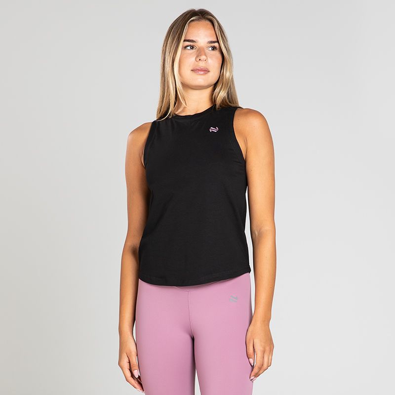 Black Women’s Recharge High Neck Vest Top by O’Neills. 