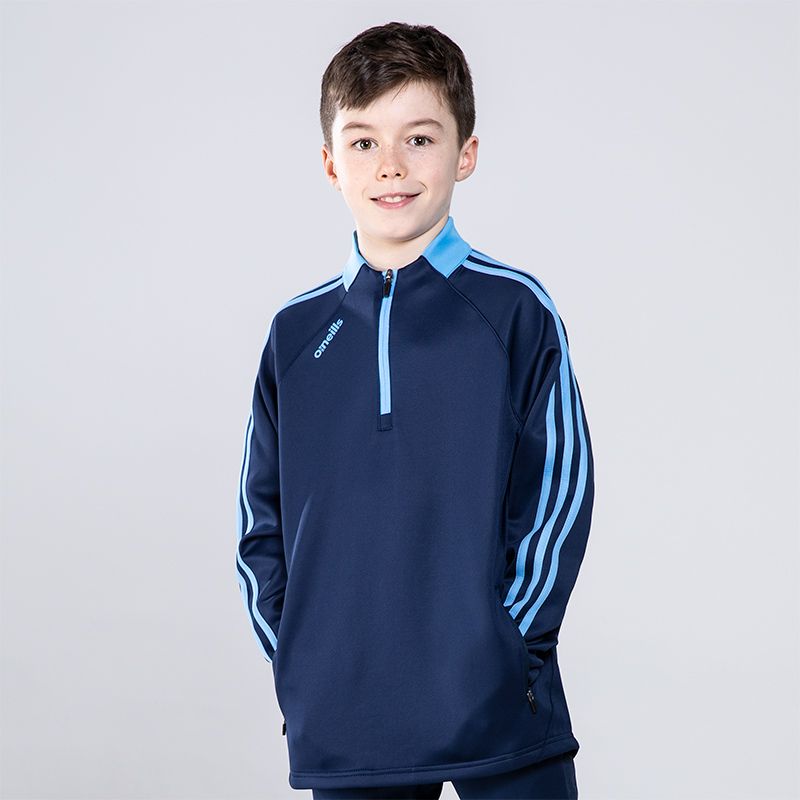 Kids' marine and sky hybrid half zip top with side pockets from O'Neills.