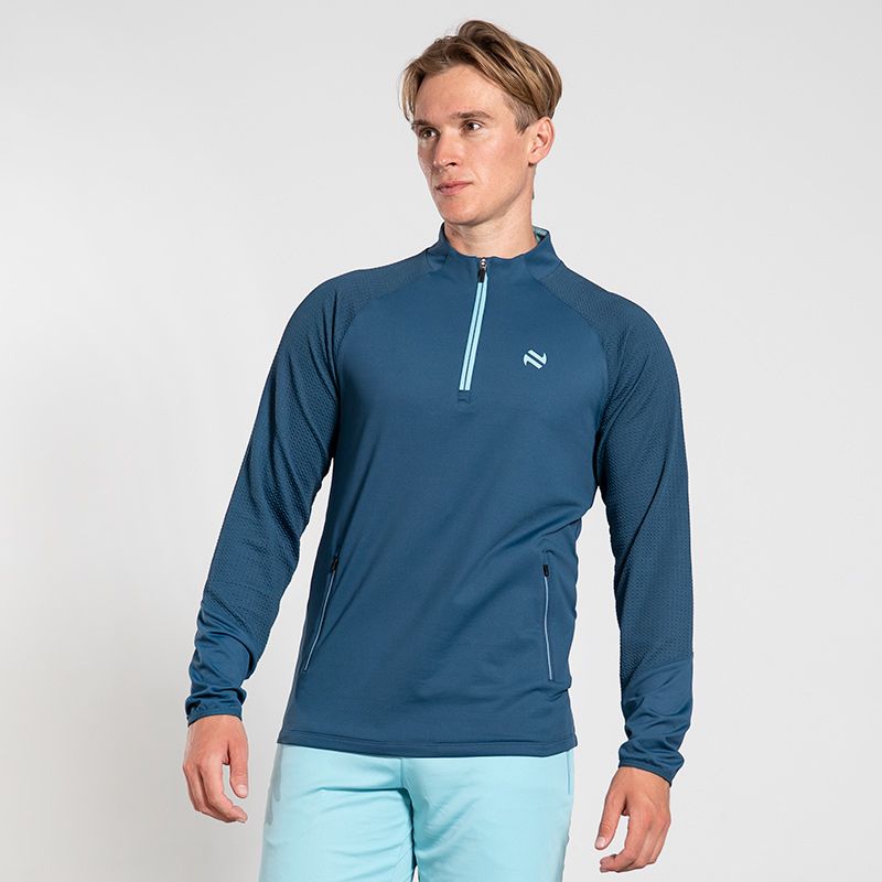 Navy/Blue Men's Adapt Brushed Half Zip, with O'Neills logo.