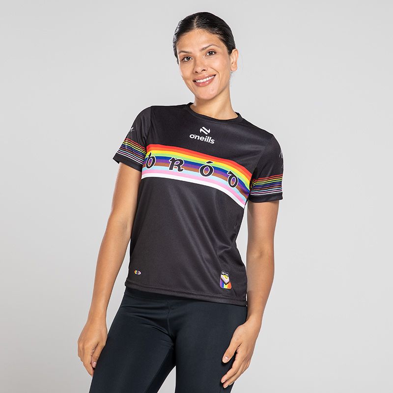 Black Pride Bród Jersey with rainbow flag and Bród printed on the chest by O’Neills.