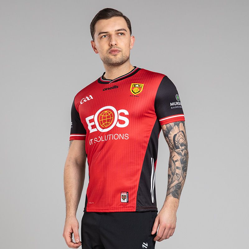 O’Neills Red Down GAA Player Fit Home Jersey 2025 from O’Neills.
