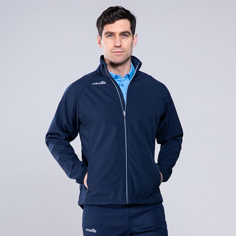 Veste Softshell bleue marine avec capuche amovible | Contact SBE DIRECT