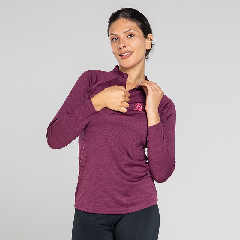 Purple/Pink Women's Madison Mid-layer Half Zip with O'Neills branding. 