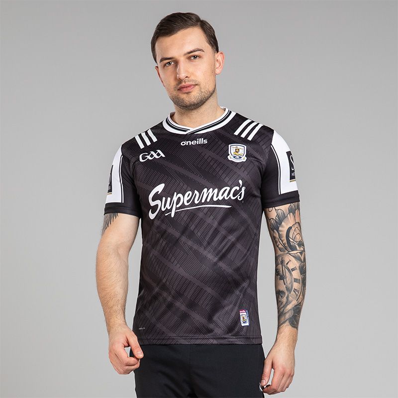 O’Neills Black Galway GAA Goalkeeper Jersey 2025 Player Fit with ribbed crewneck by O’Neills.