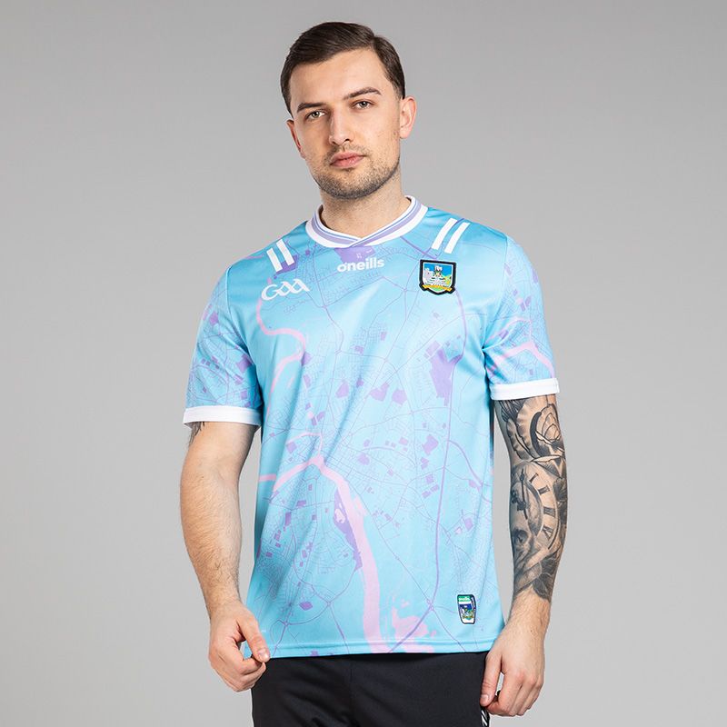 O’Neills Blue Limerick GAA Men's Goalkeeper Jersey 2025 with ribbed crewneck by O’Neills.