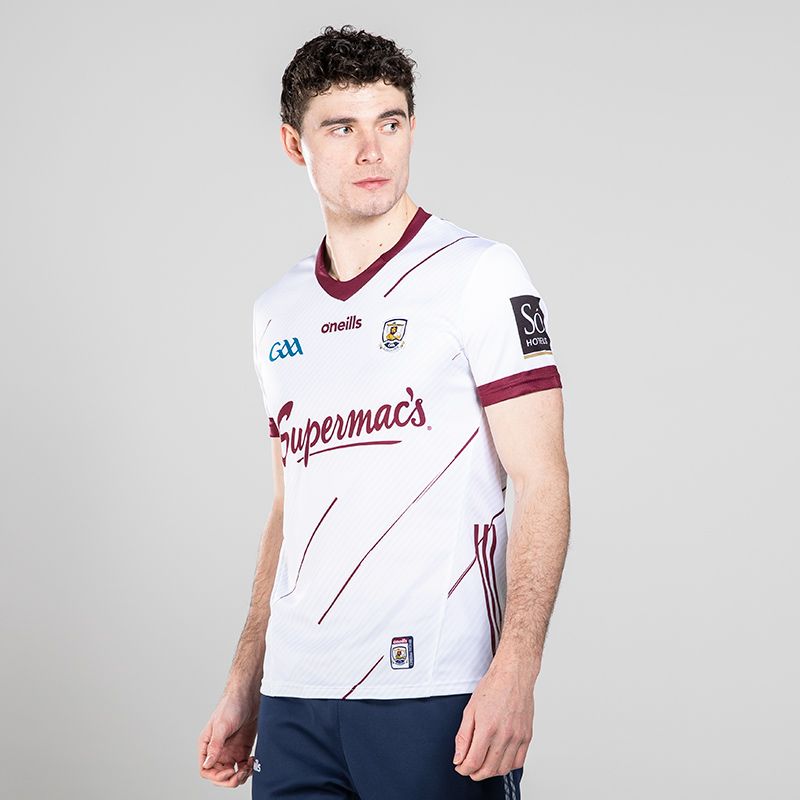 White/Maroon Men's GAA Goalkeeper Jersey, with 3 stripe detail on sides by O'Neills.
