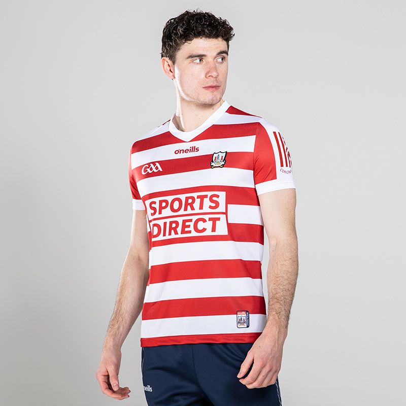 Red/White Men's Cork GAA Goalkeeper Jersey 2023, with sponsoring by O'Neills