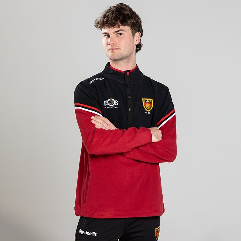 O’Neills Down GAA Men's Sedona Snap Button Fleece Red with official crest