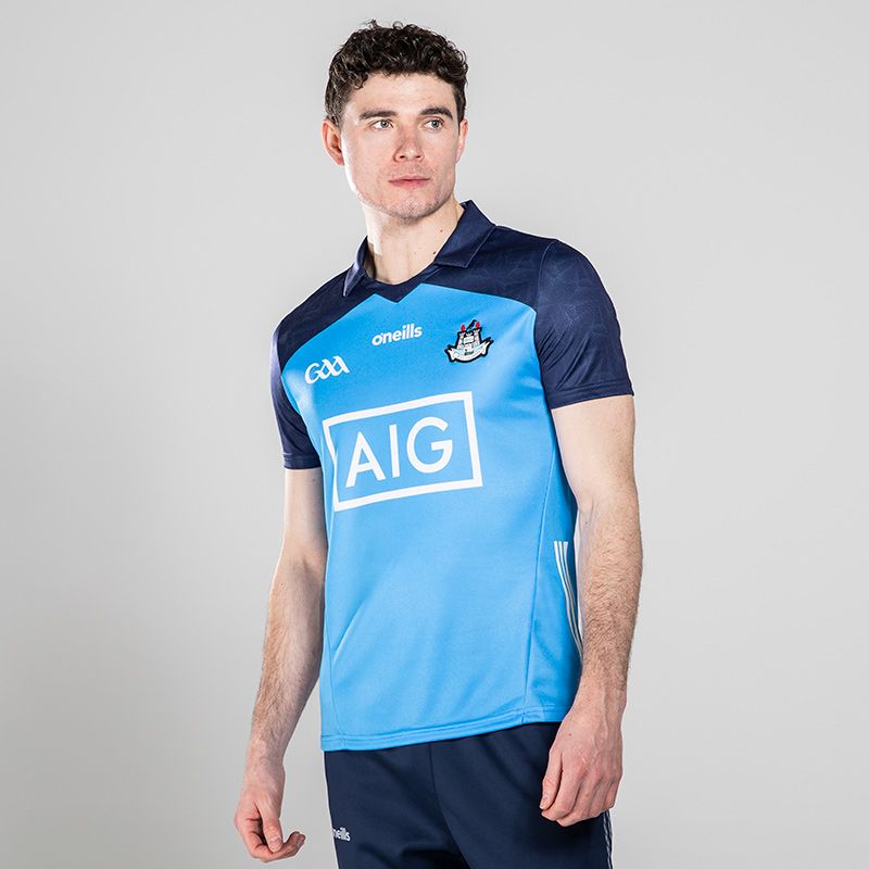Blue/Navy Dublin GAA home jersey with AIG sponsor logo by O’Neills.