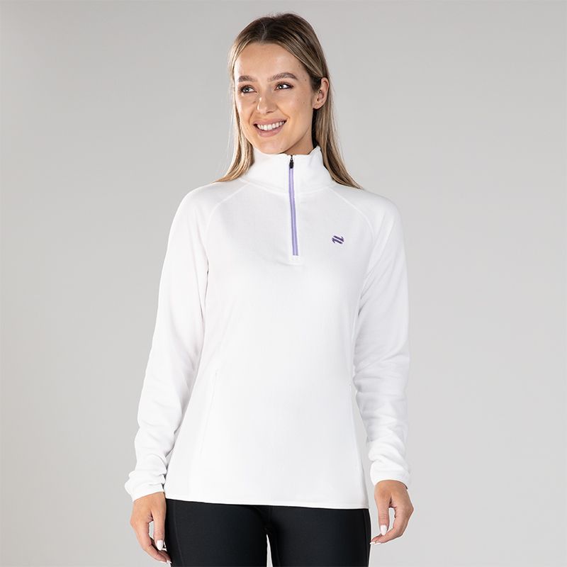White / Purple Women's Cairo Half Zip Fleece with zip pockets by O'Neills.