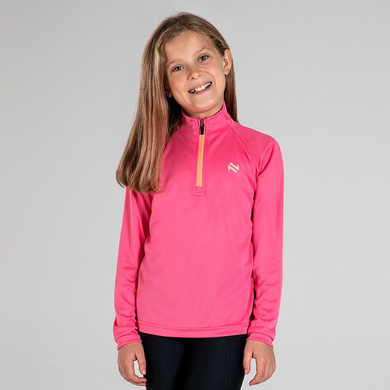 Pink Kids’ Skylar Half Zip Midlayer Top with O’Neills logo.