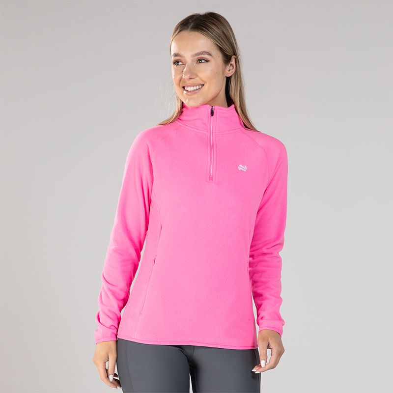 Pink / White Women's Cairo Half Zip Fleece with zip pockets by O'Neills.
