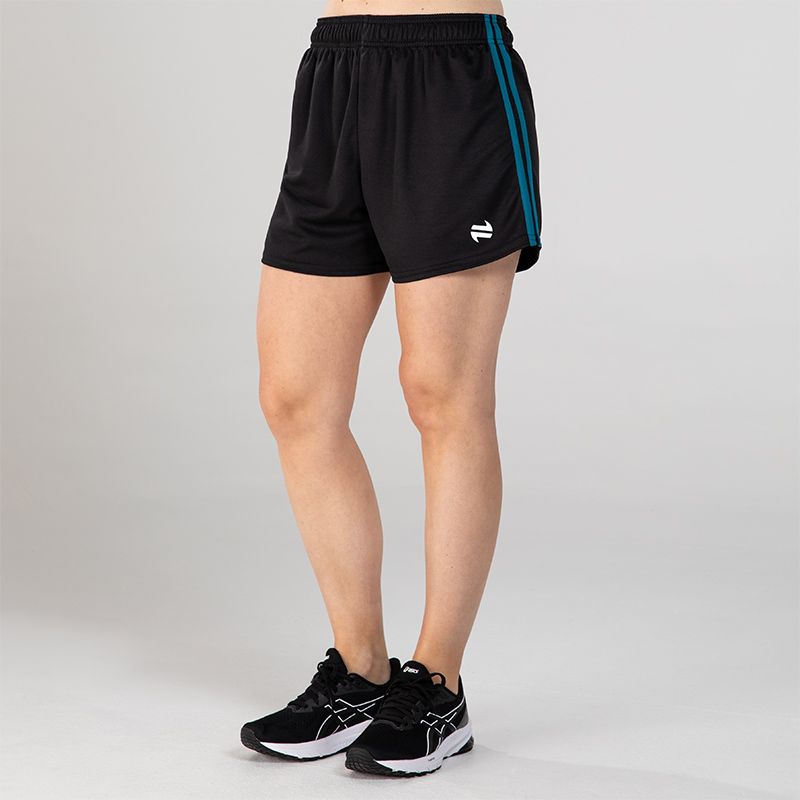 Black O’Neills Kai Shorts with green stripes on each leg and O’Neills logo.