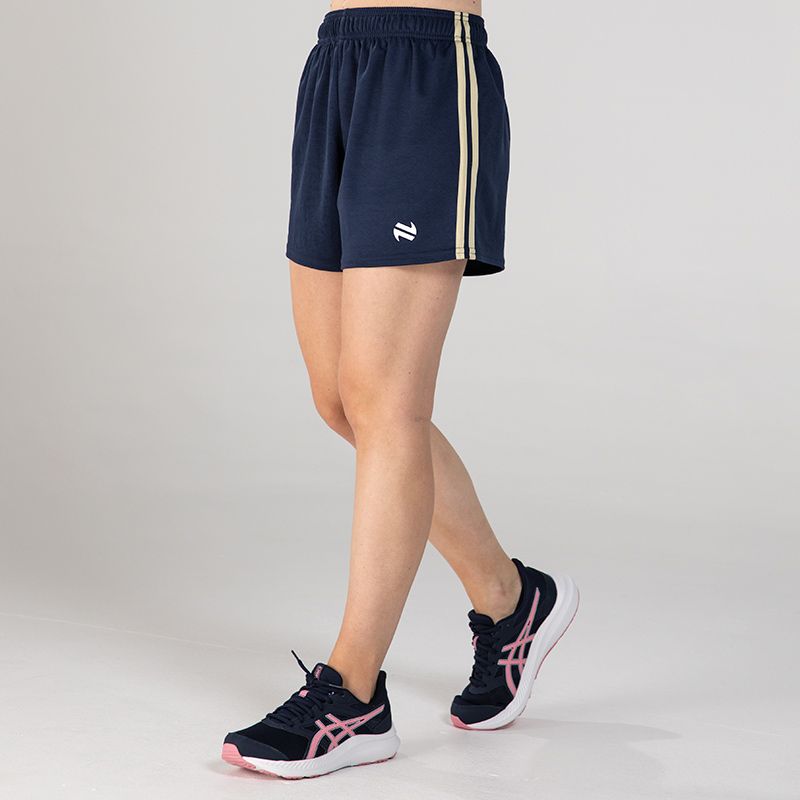 Marine O’Neills Kai Shorts with Gold stripes on each leg and O’Neills logo.