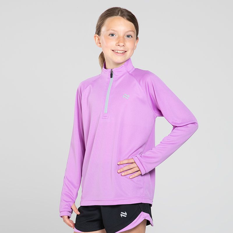 Purple Kids' Skylar Half Zip Midlayer Top with O’Neills logo.