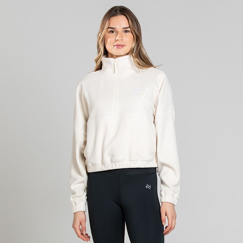 O’Neills Mantra Half Zip Fleece Beige in a cropped relax fit