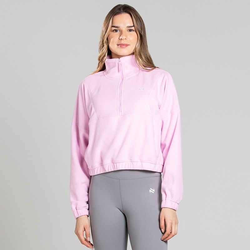 O’Neills Mantra Half Zip Fleece Pink in a cropped relax fit
