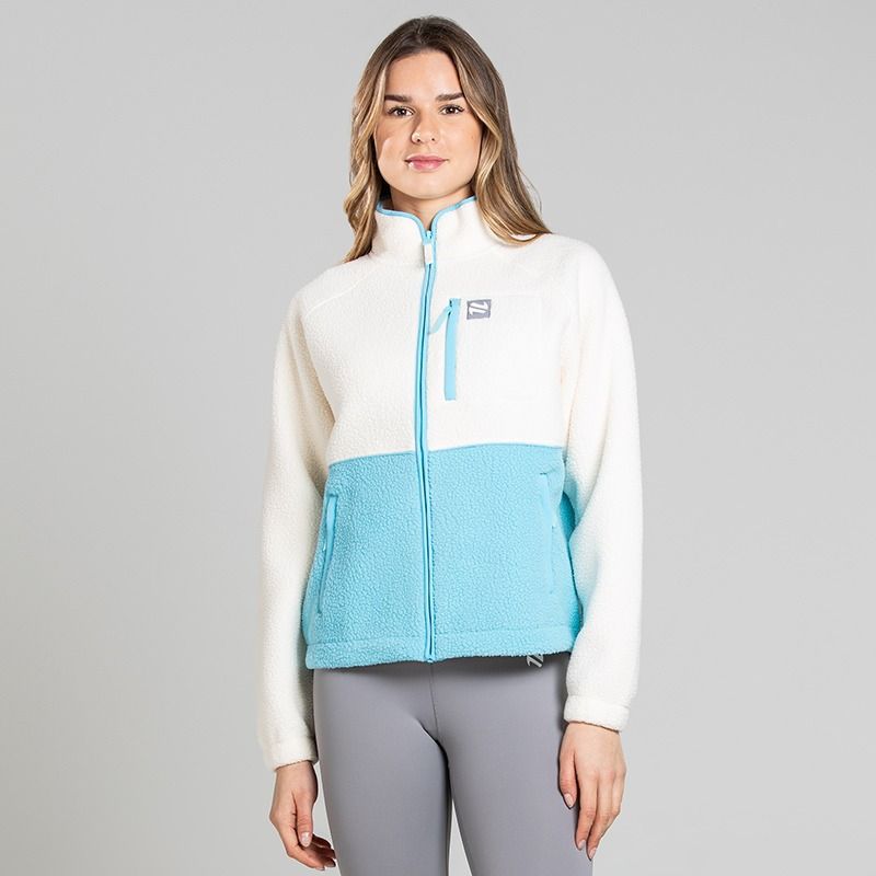 Women's Luxe Full Zip Fleece Top Beige and Blue from O’Neills