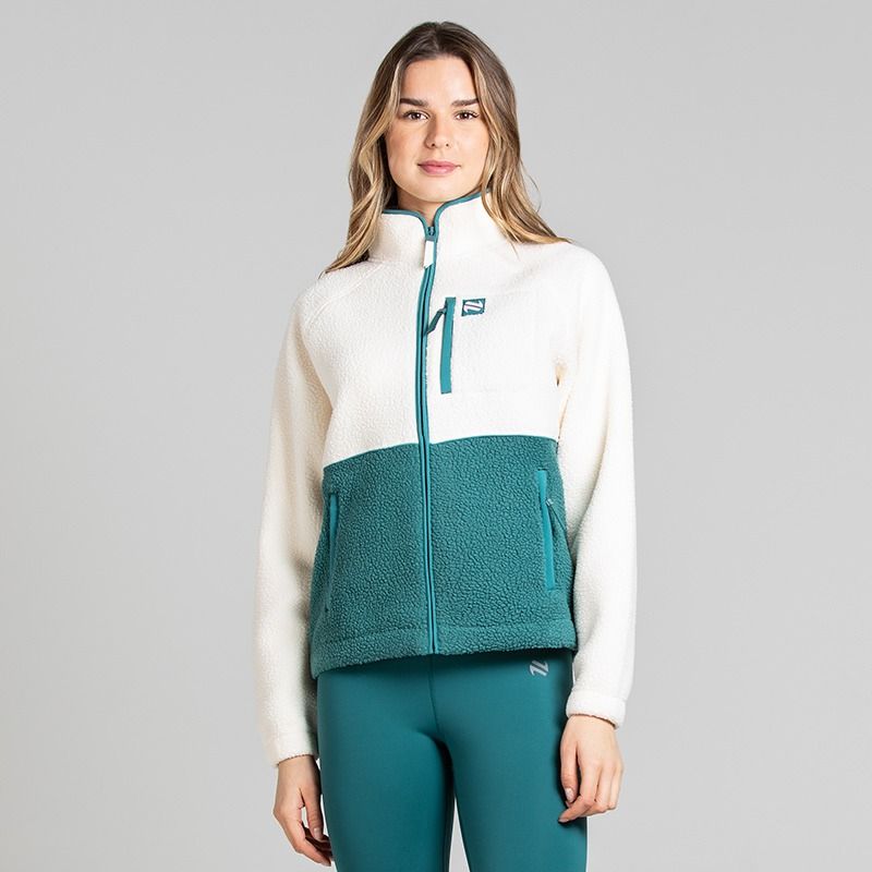 Women's Luxe Full Zip Fleece Top Beige and Green from O’Neills