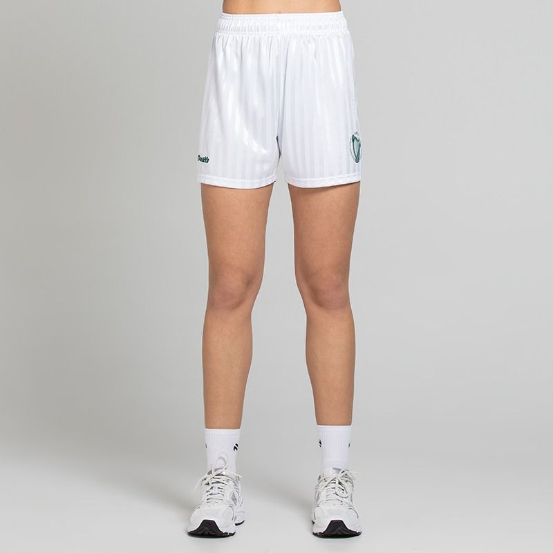 White / Green O’Neills Éireann Irish Heritage Retro Shorts with Jacquard Stripe detailing