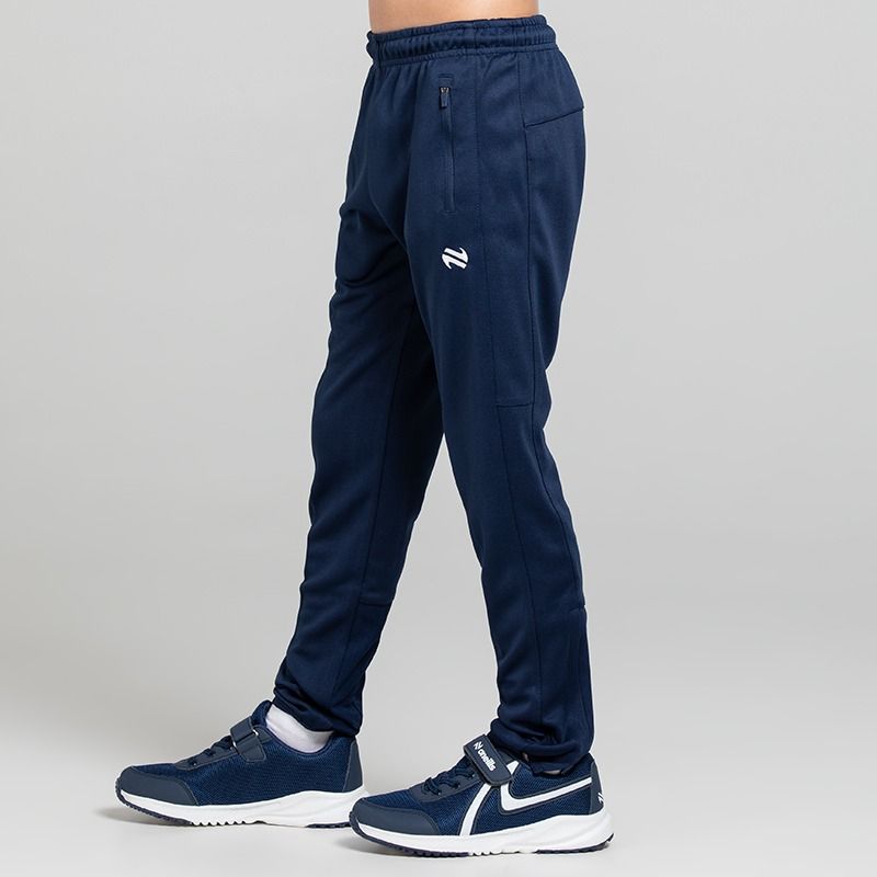 Navy O’Neills Kids’ Velocity Skinny Tracksuit Bottoms with zipped pockets and ankle zips.