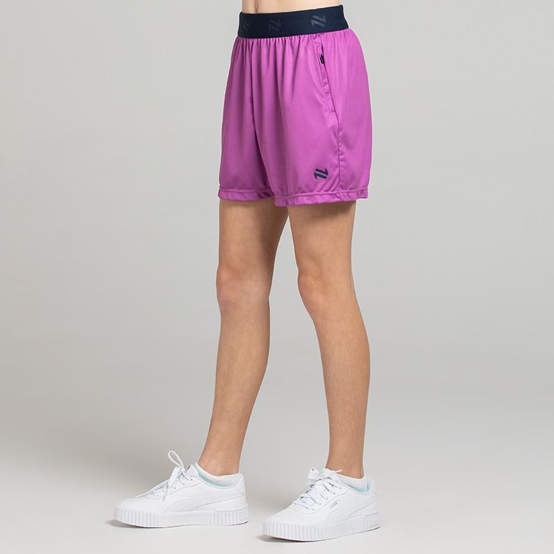 Purple O’Neills Rhea Girls Shorts with an elastic waistband and zipped pockets