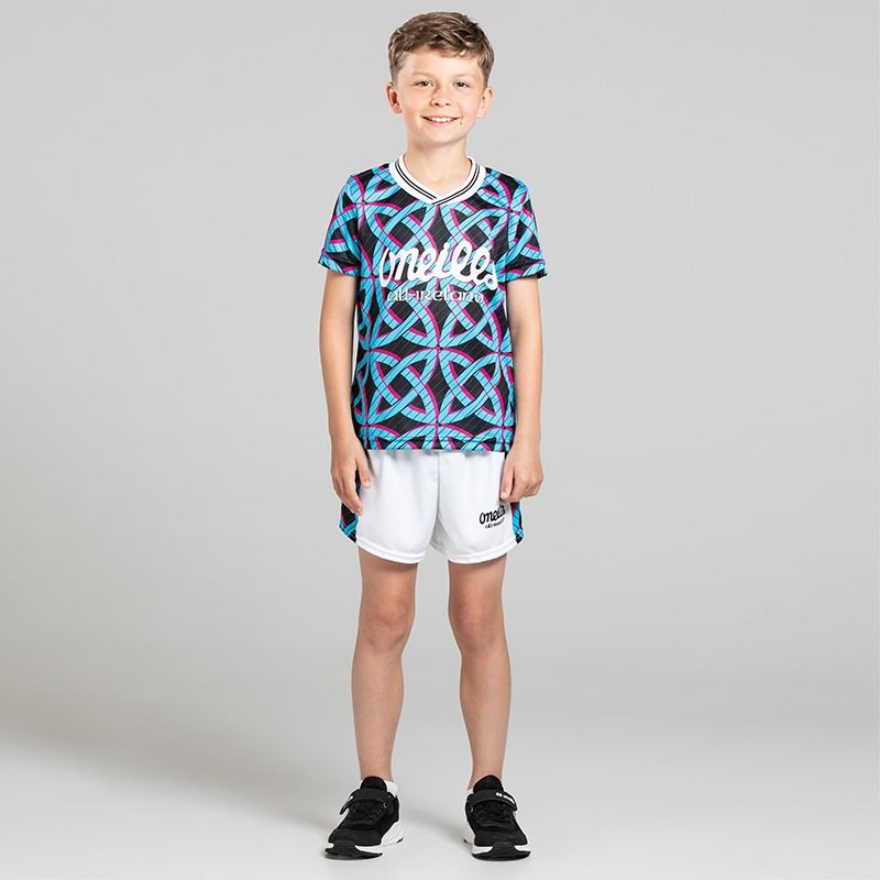 Black O’Neills Gael Jersey and Shorts set with an all over Celtic inspired design