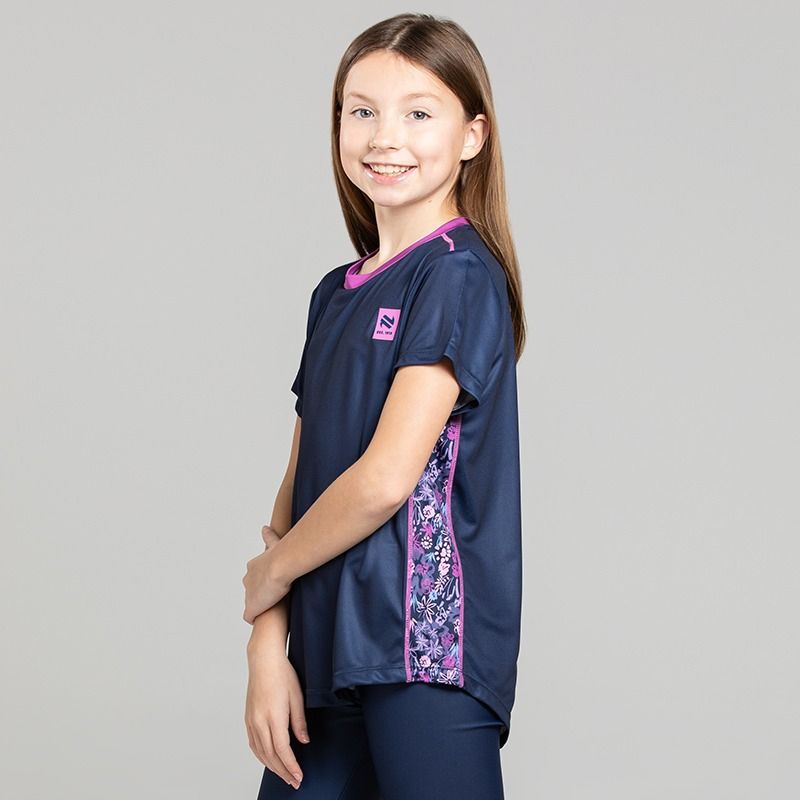 Navy O’Neills Rhea Girls Sports T-Shirt with sublimated side panels