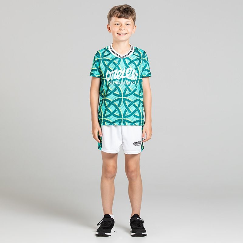 Teal O’Neills Gael Jersey and Shorts set with an all over Celtic inspired design