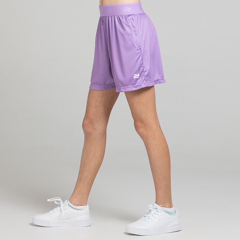 Purple O’Neills Rhea Girls Shorts with an elastic waistband and zipped pockets
