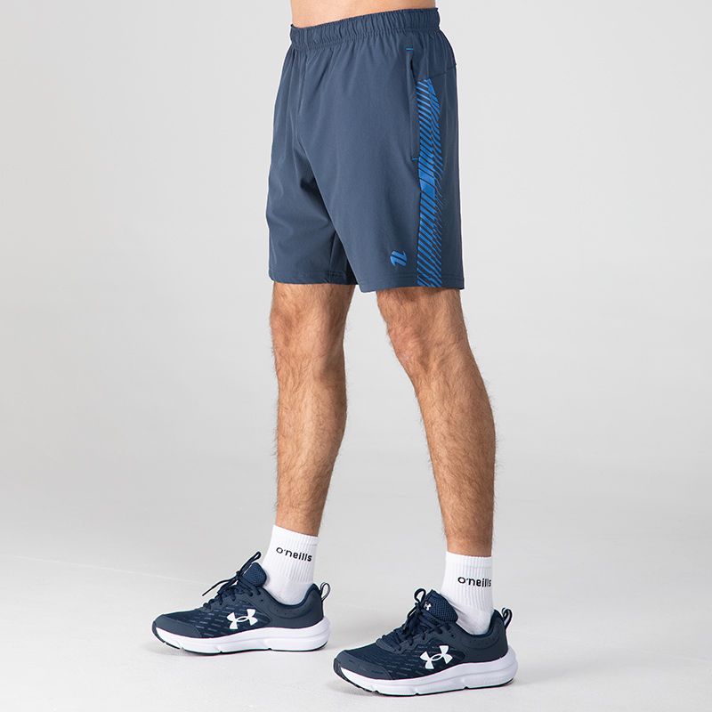 Marine Men’s Ignite Training Shorts with Blue print design and two zip pockets by O’Neills.