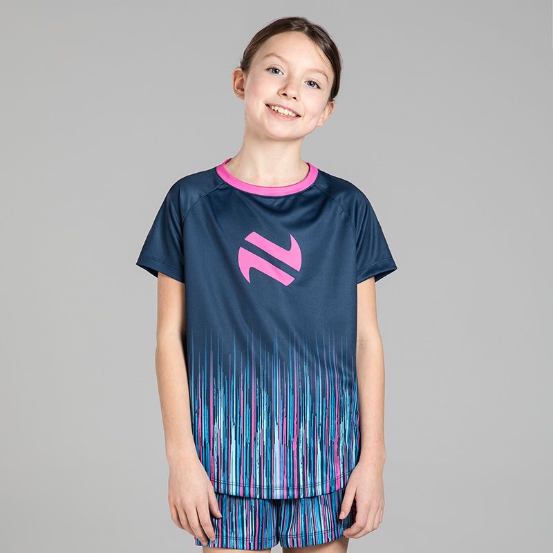 Navy Kids’ Miley T-Shirt with pink, lavender and navy ombre design by O’Neills