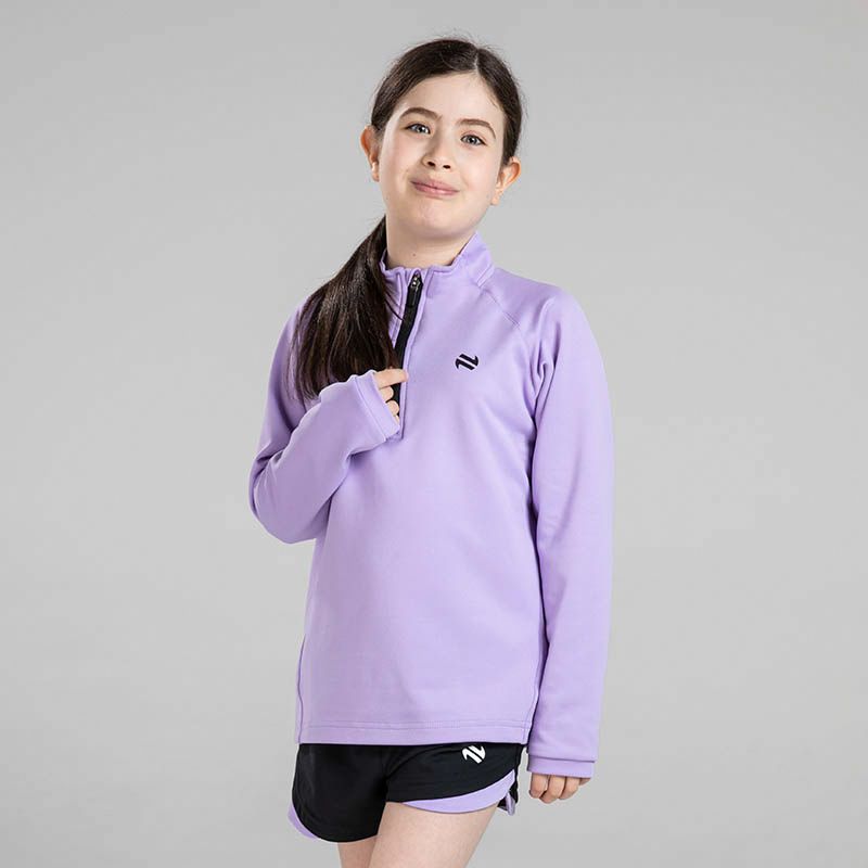 Purple kids’ Skylar Brushed Half Zip Top with O’Neills logo.
