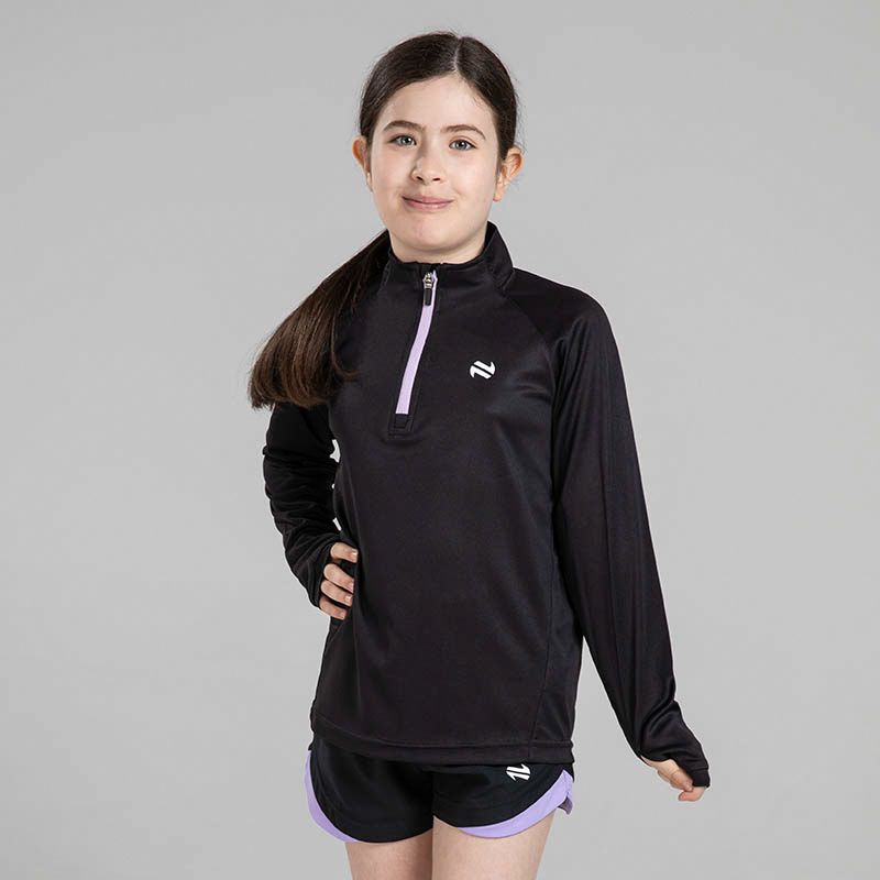 Black Kids' Skylar Half Zip Midlayer Top with O’Neills logo.