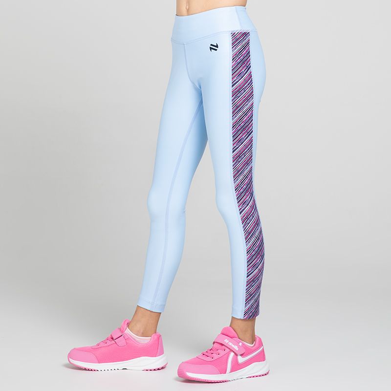 Blue Kids’ Miley Leggings with ombre pink and lavender design on the sides by O’Neills.
