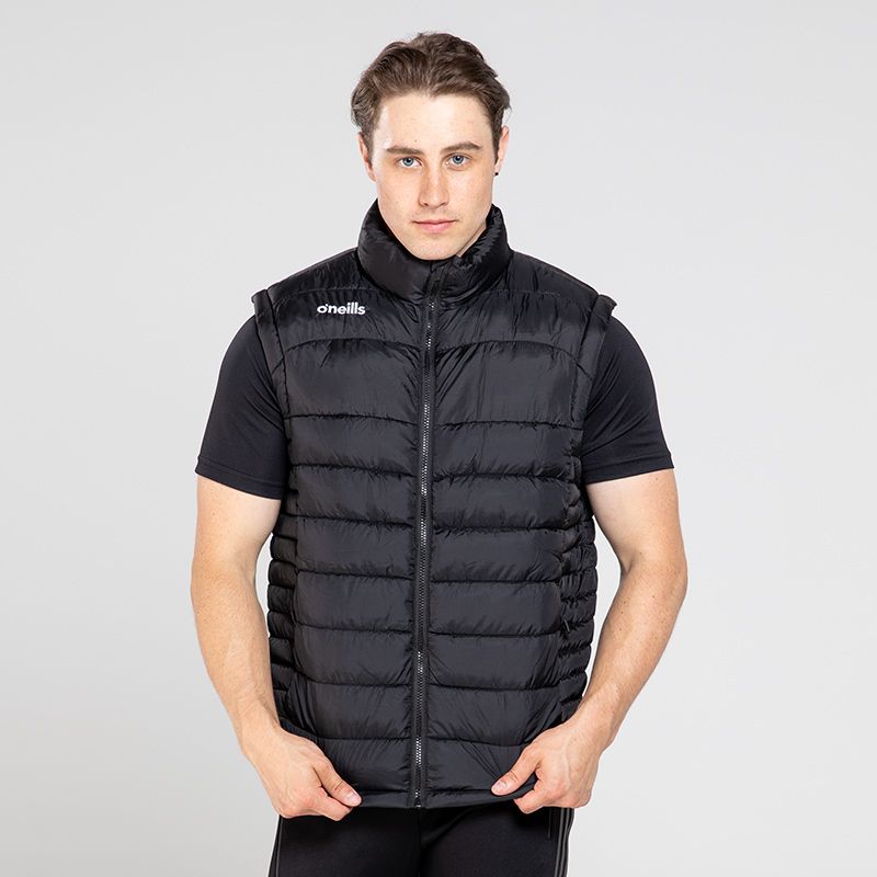 black Andy Padded Gilet with zip pockets by O’Neills.