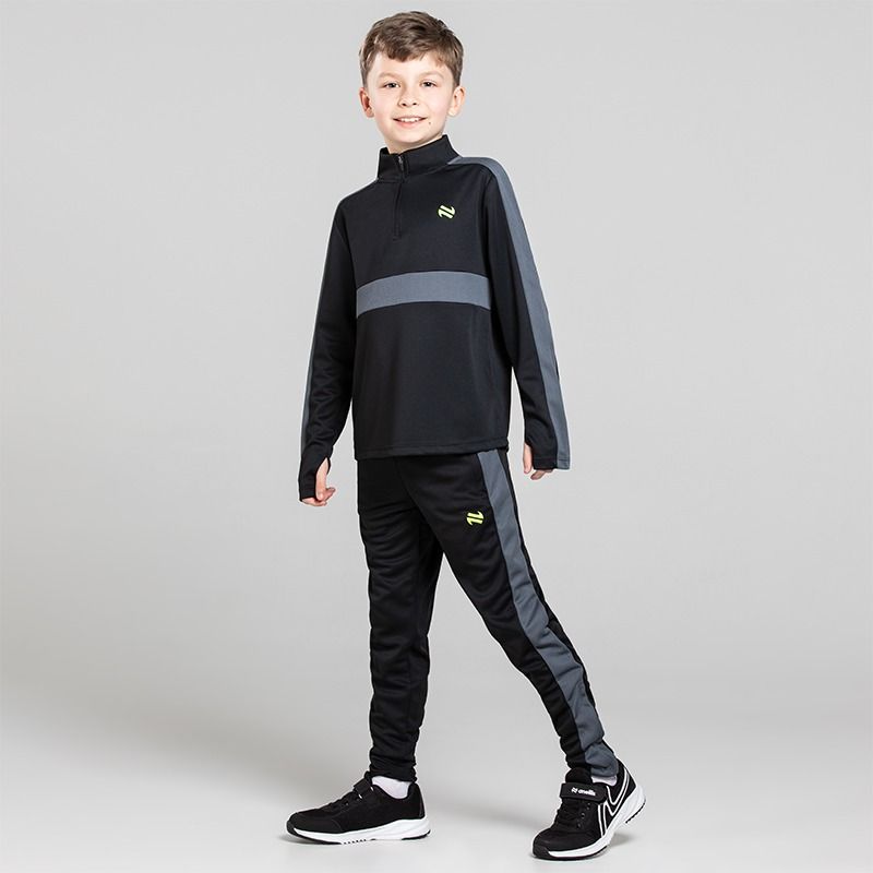 O’Neills Kids' Unleash Tracksuit Set with matching Half Zip and Bottoms in Black / Grey