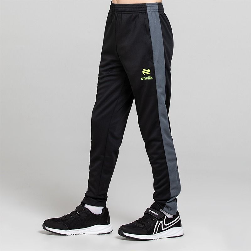 Black O’Neills Unleash Boys Tracksuit Bottoms with mesh panels and zip pockets