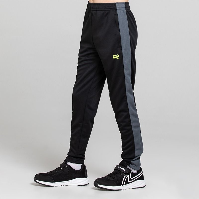 Black O’Neills Unleash Boys Tracksuit Bottoms with mesh panels and zip pockets