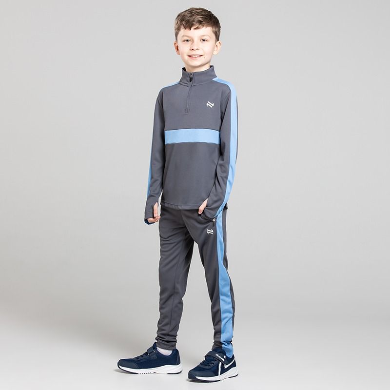 O’Neills Kids' Unleash Tracksuit Set with matching Half Zip and Bottoms in Grey / Blue