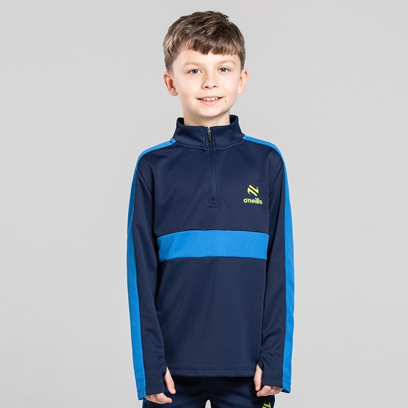 Navy O’Neills Unleash Boys Half Zip Sports Top with mesh panels and contrast branding