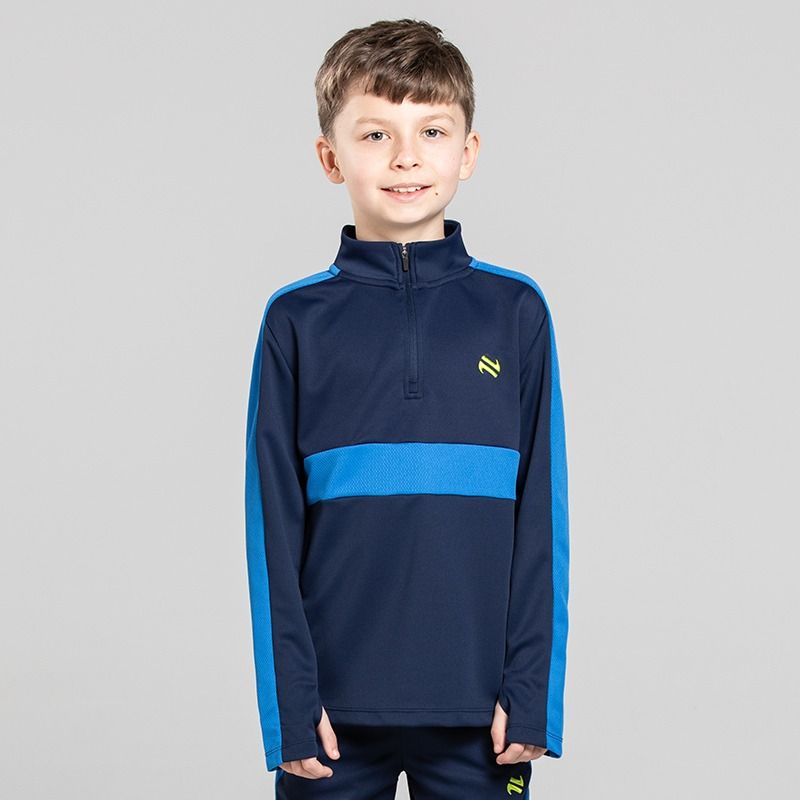 Navy O’Neills Unleash Boys Half Zip Sports Top with mesh panels and contrast branding